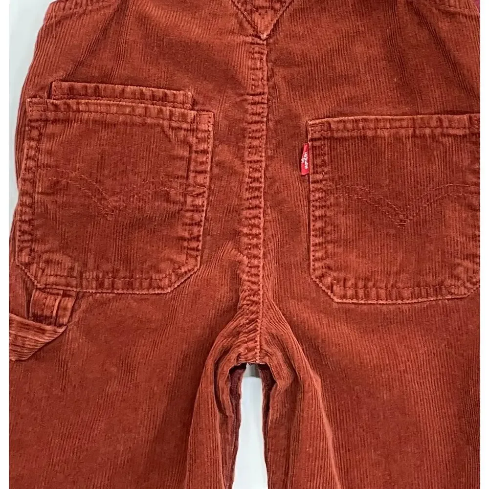 Vintage Levi's Brown-Rust Corduroy Overalls 100% Cotton Kid's Baby Size 12 Mo.